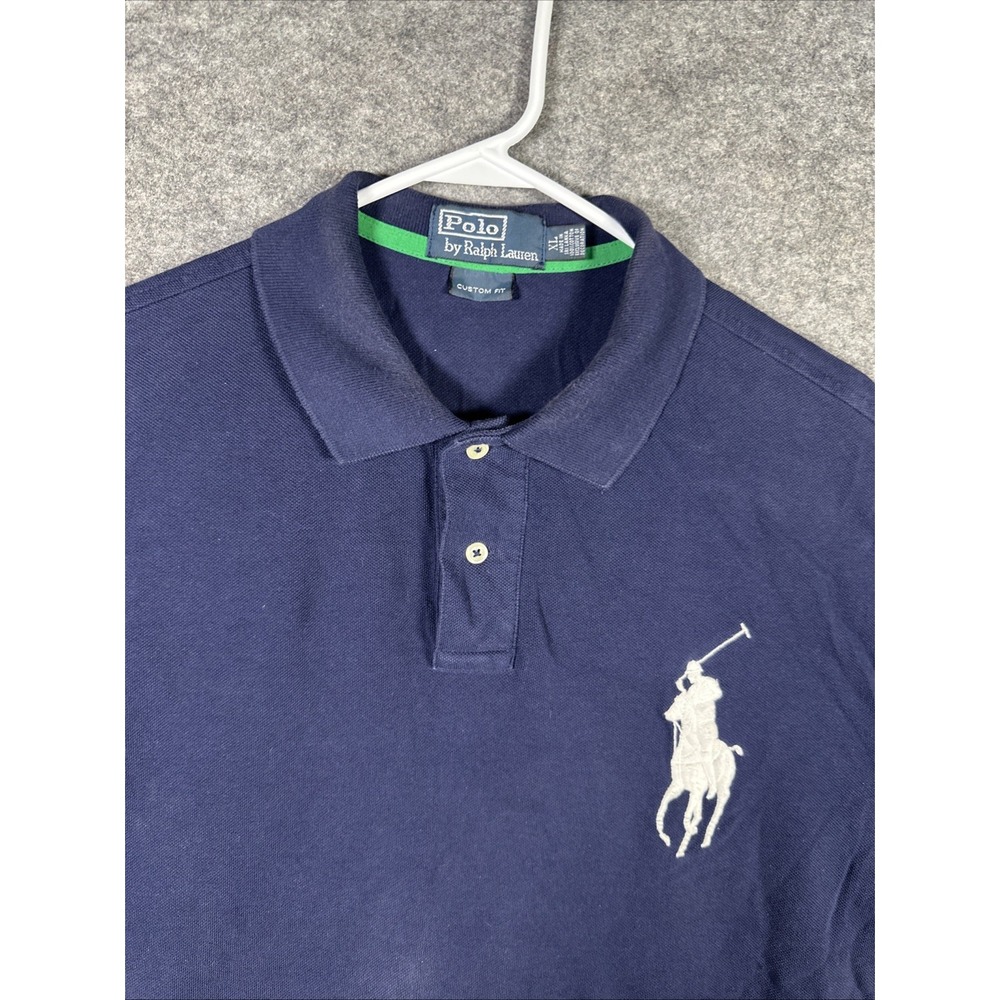Polo Ralph Lauren Navy Blue / Yellow Big White Pony Logo Golf Polo Shirt Sz XL